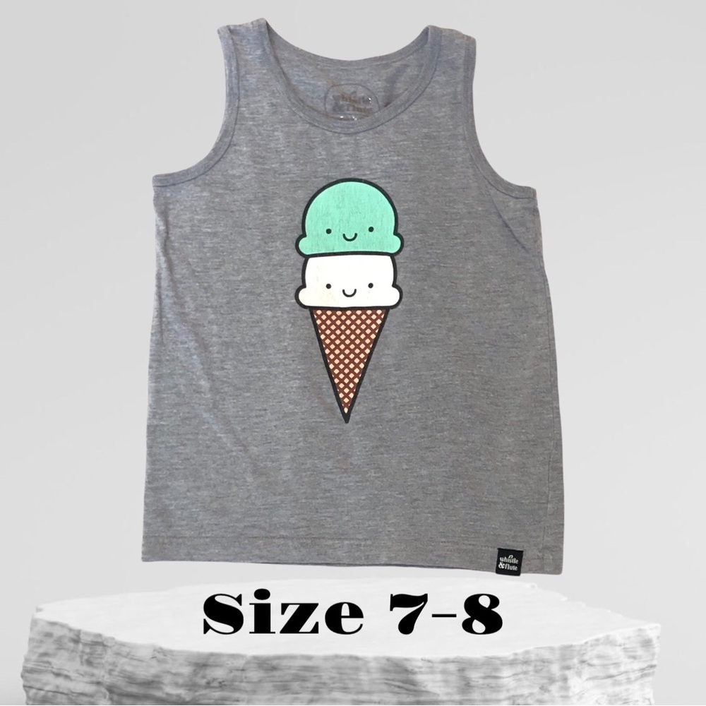 Gray Ice Cream Tank Top for Kids